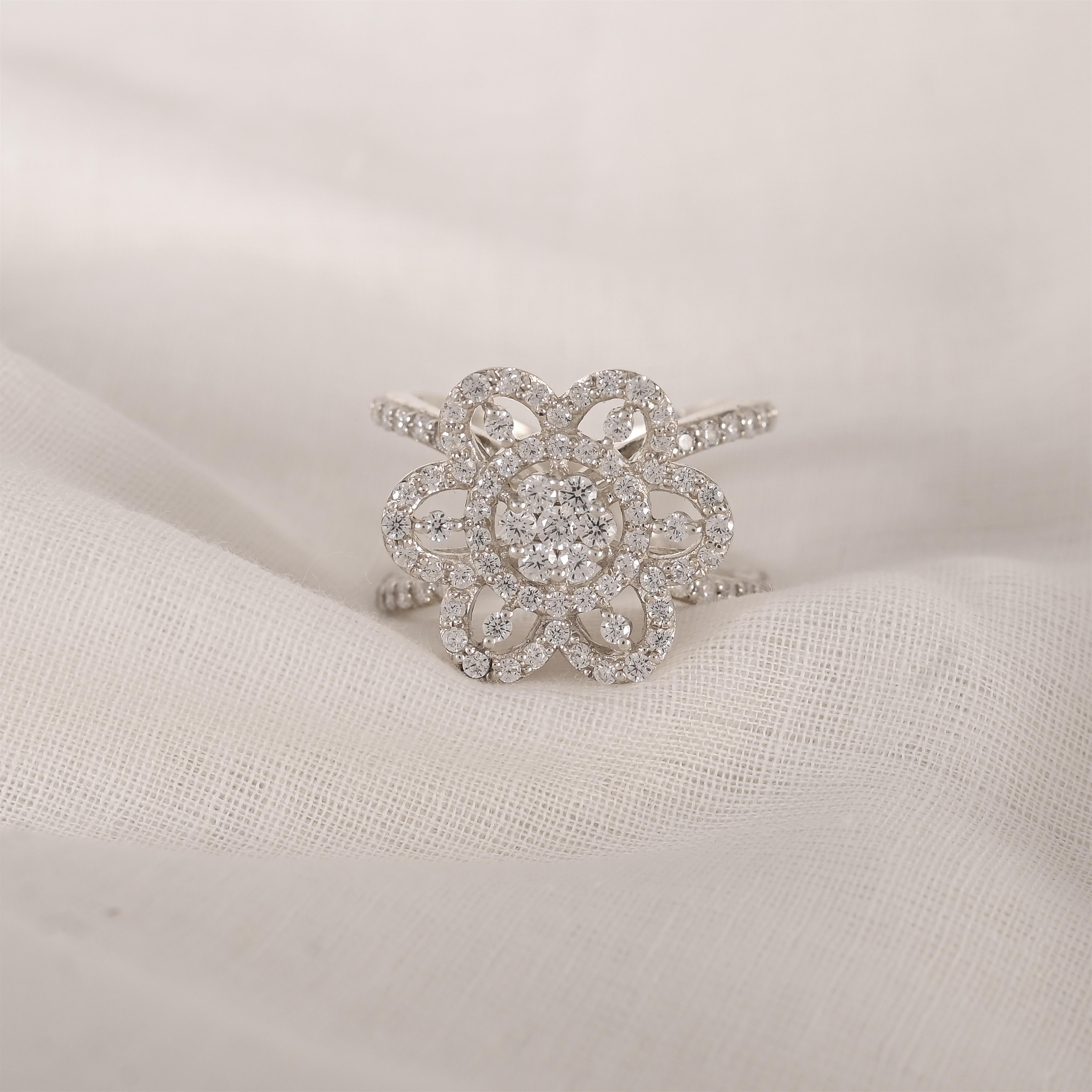 Aurora Silver Zircon Ring