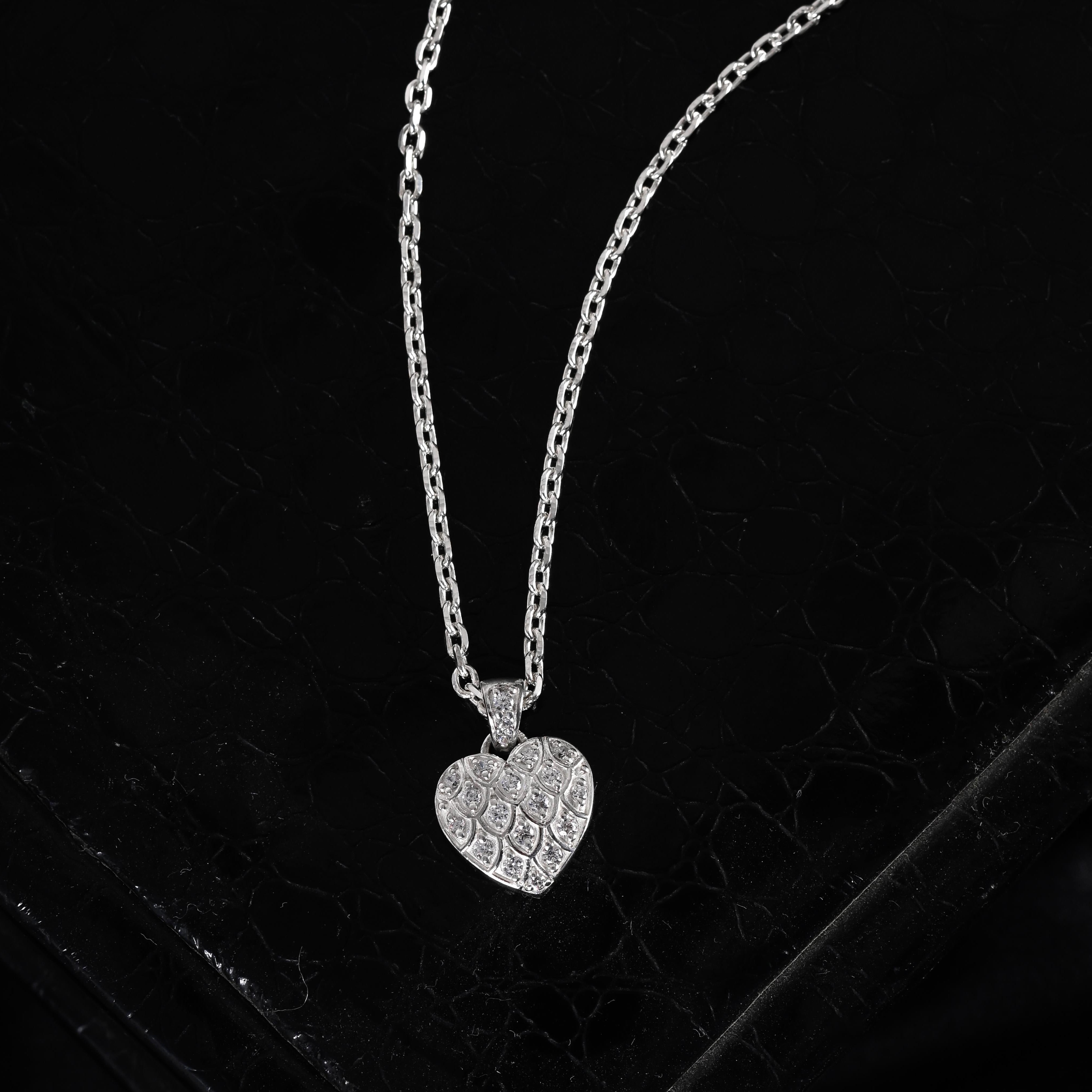 Celeste Heart Silver Zircon Necklace