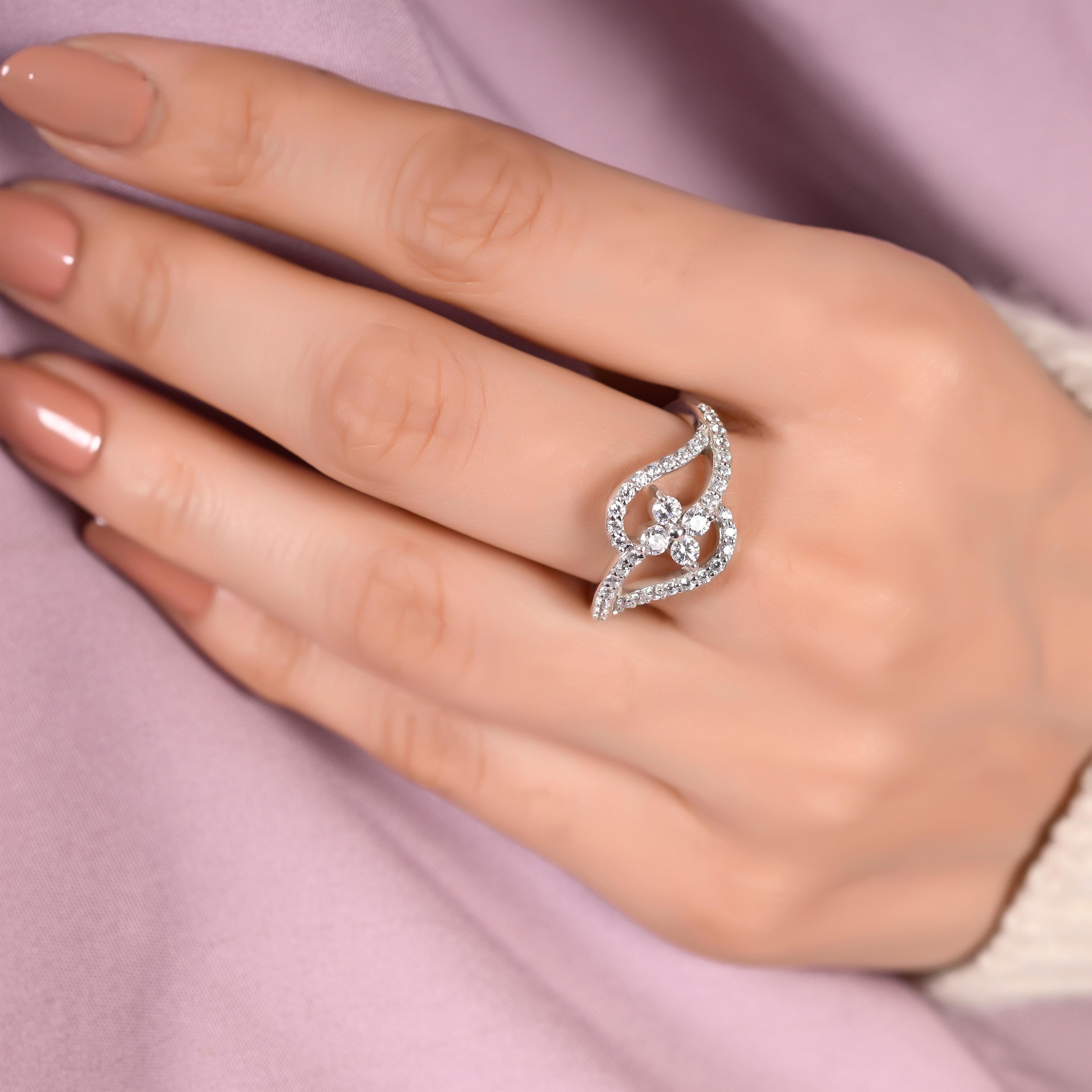 Amela Silver Zircon Ring