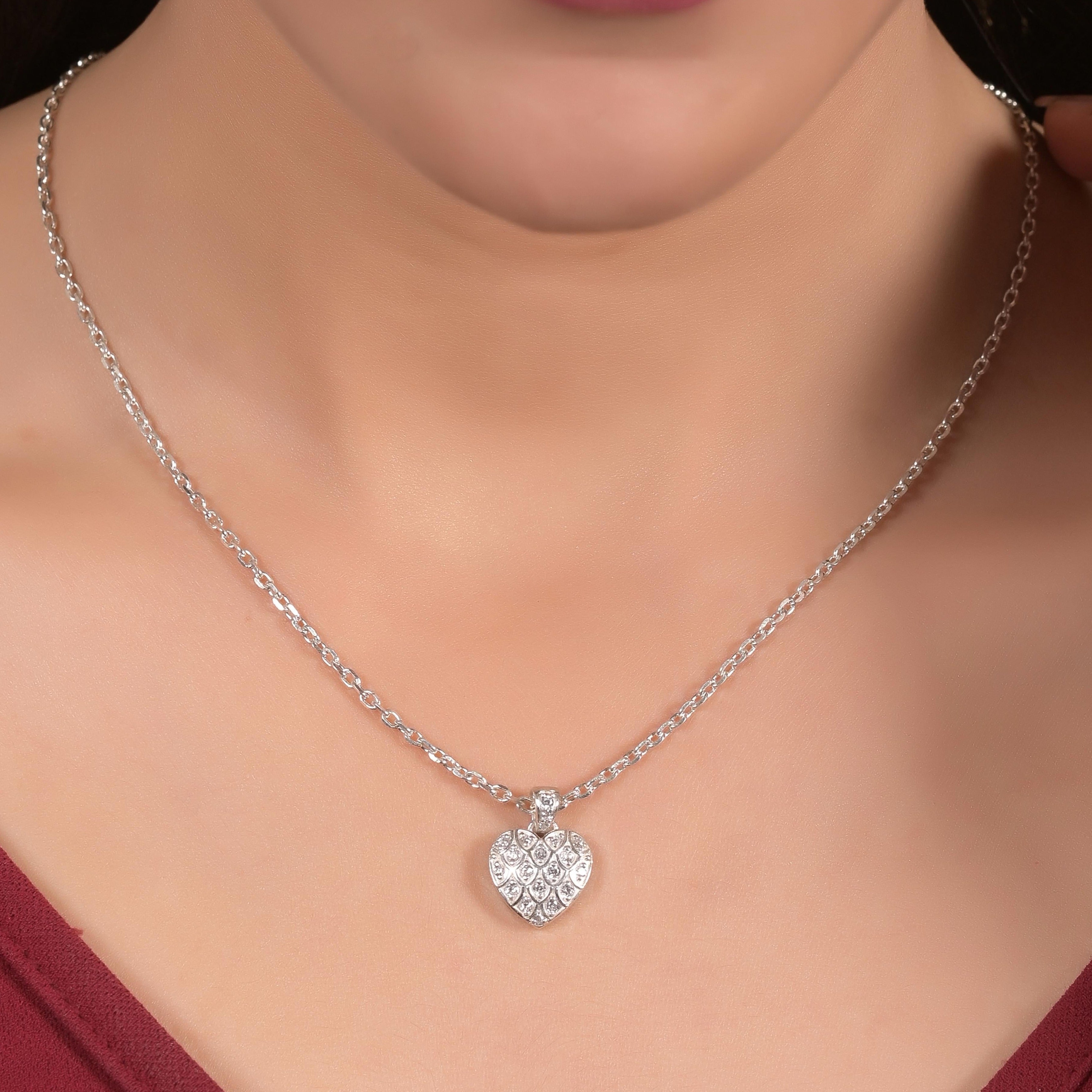 Celeste Heart Silver Zircon Necklace