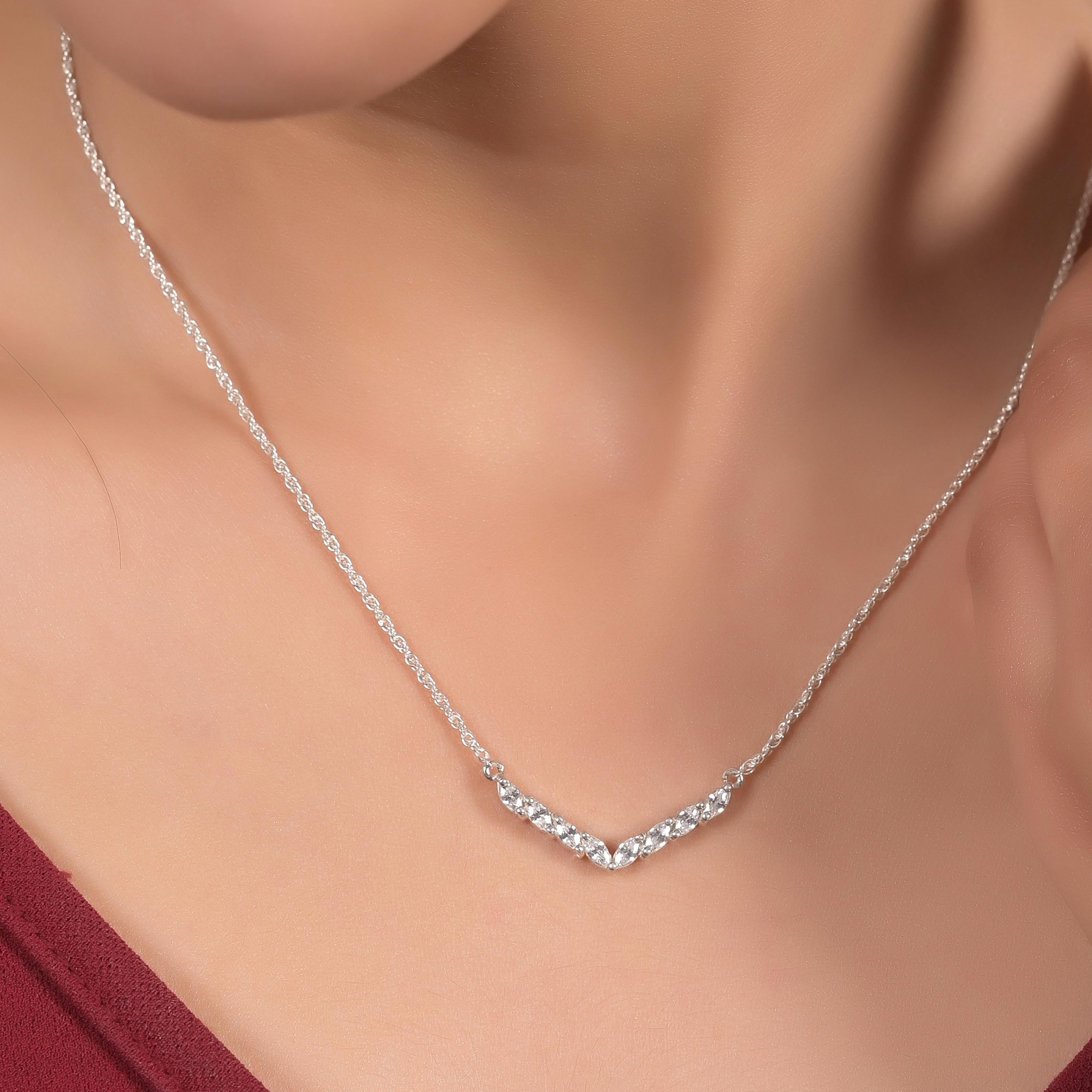 Eleri Silver Zircon Necklace