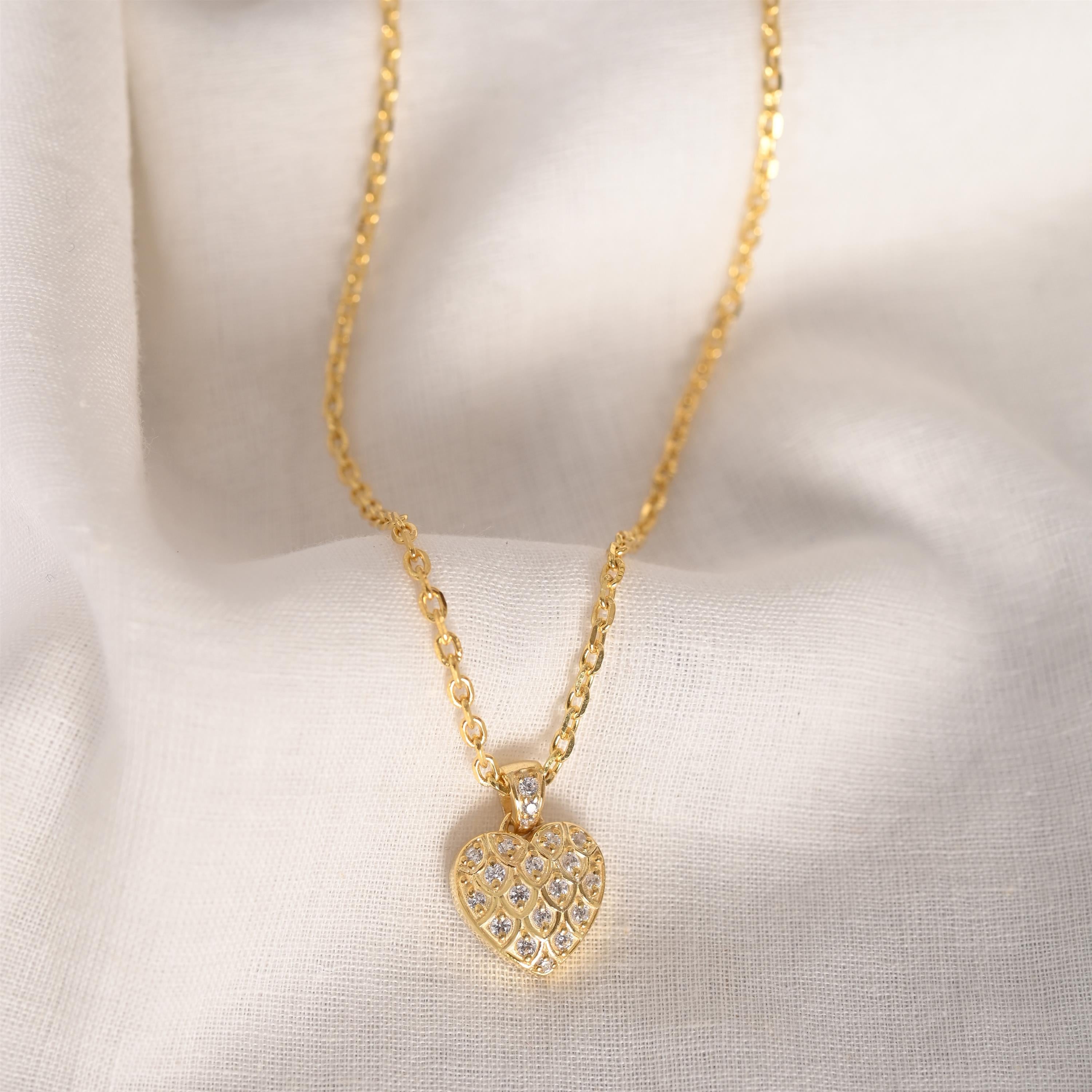 Celeste Heart Silver Zircon Necklace