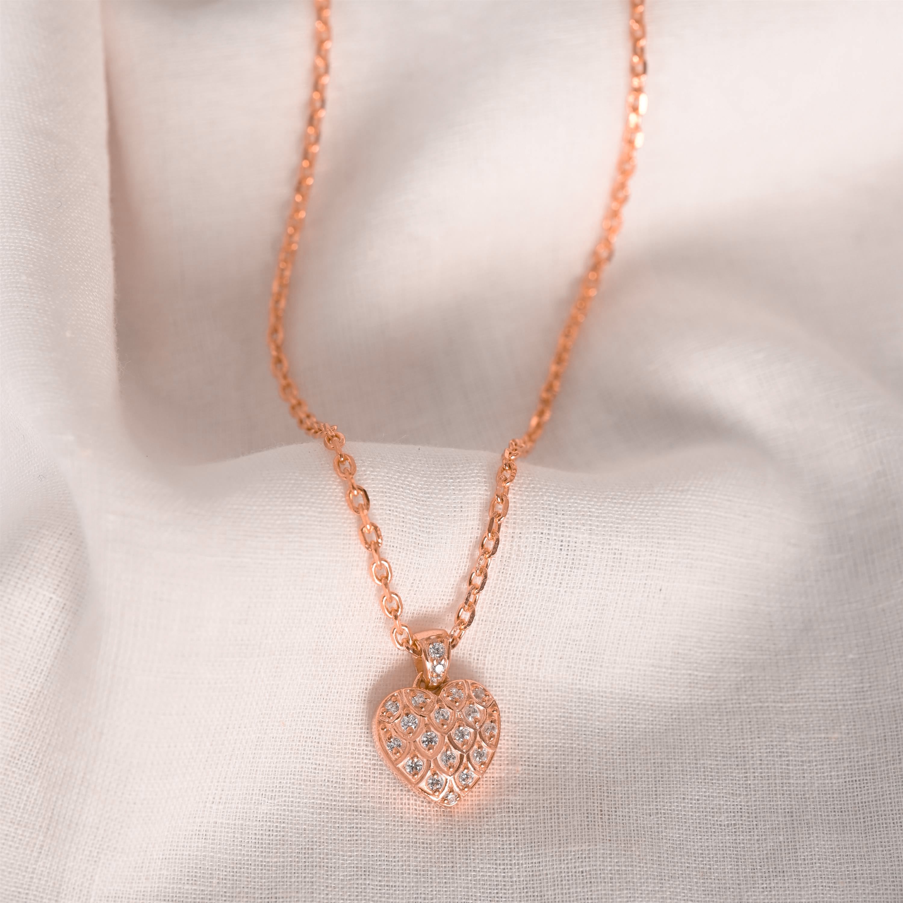 Celeste Heart Silver Zircon Necklace