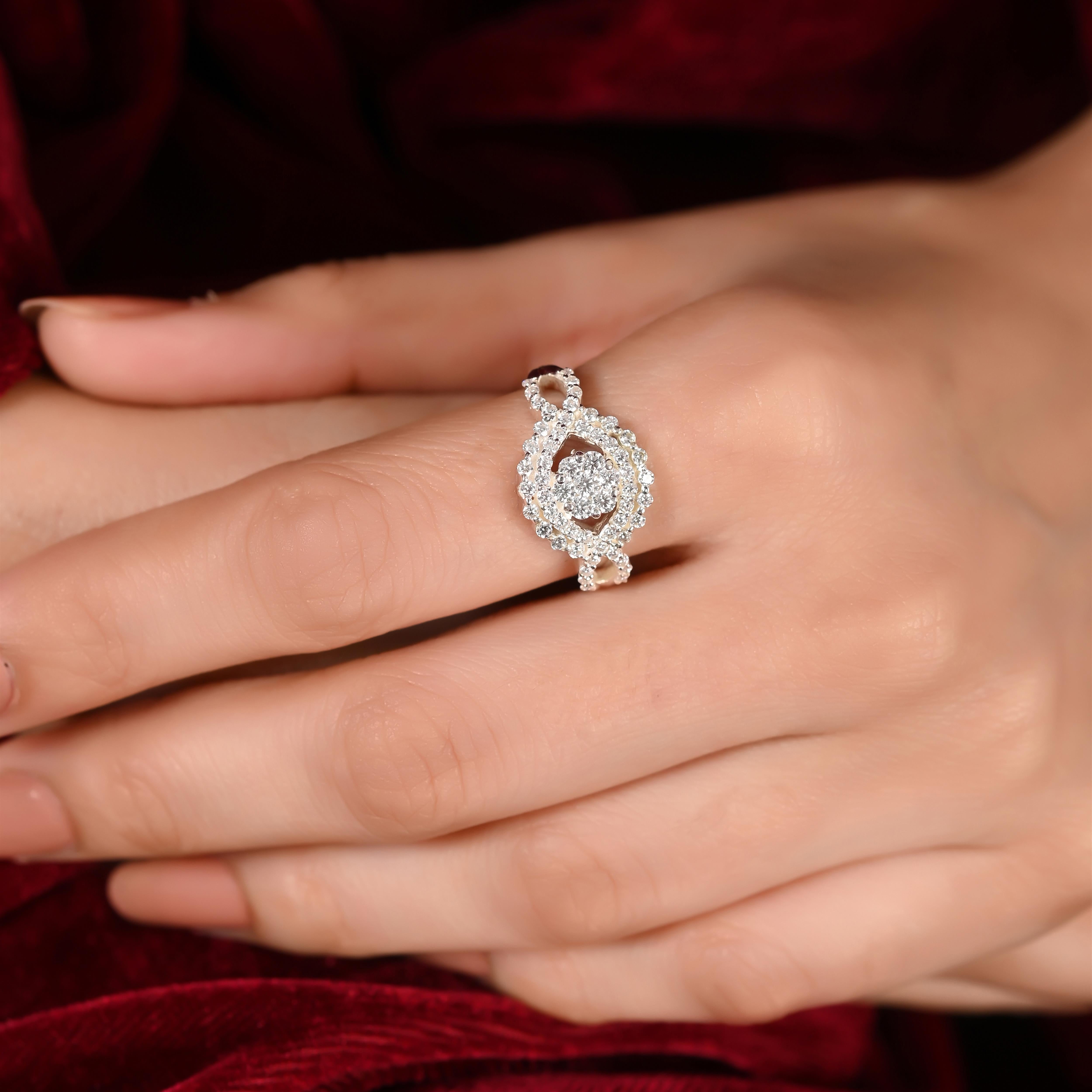 Lilies Silver Zircon Ring