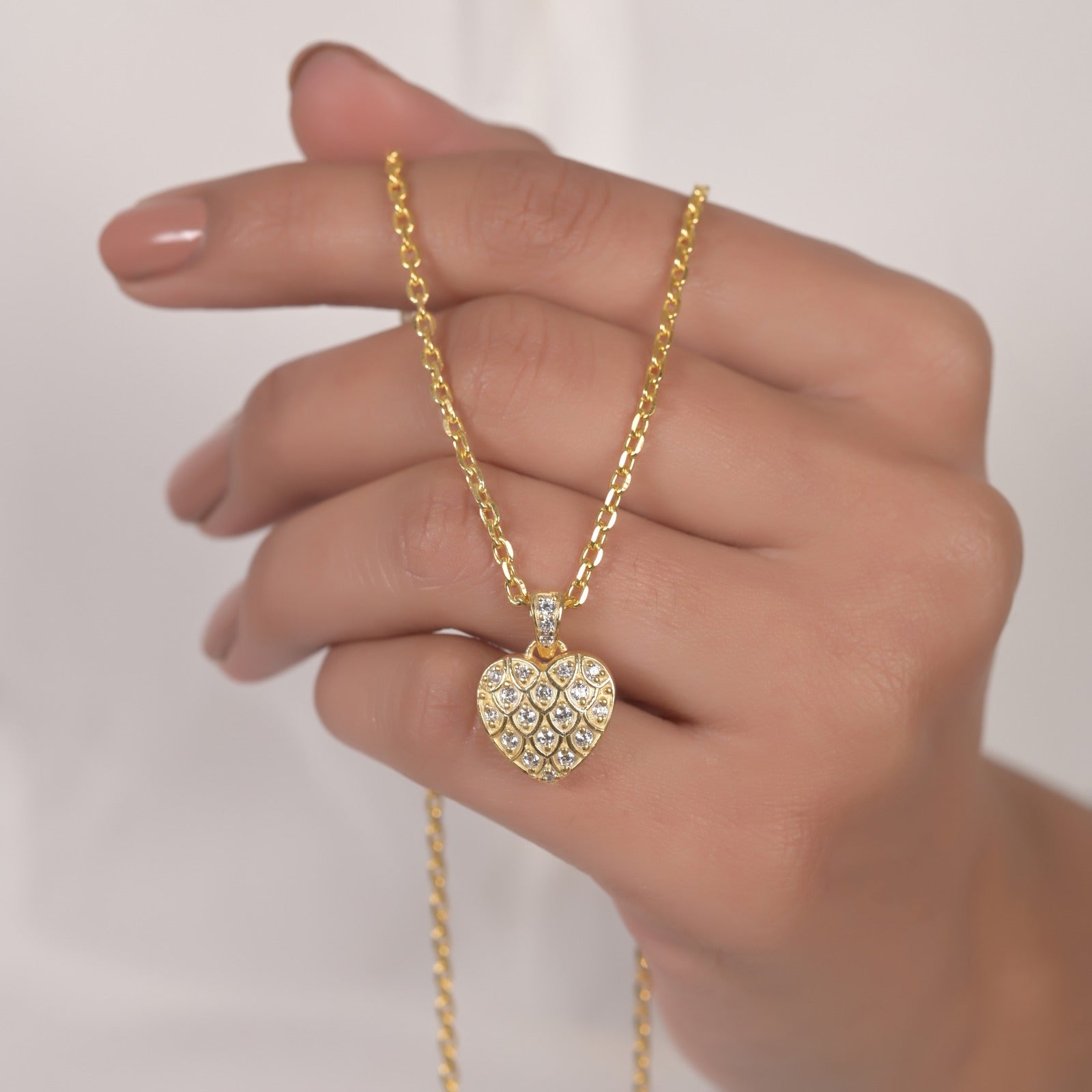 Celeste Heart Silver Zircon Necklace