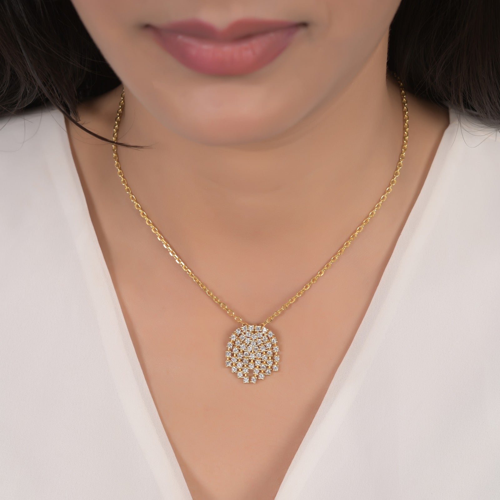 Rose Silver Zircon Necklace